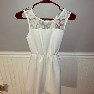 Karlie- white polka dot back dress.